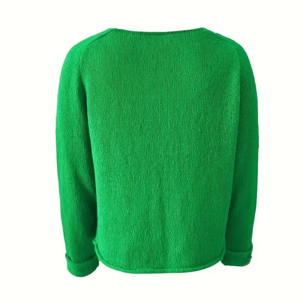 Vibrant Green Women's Crew Neck Sweater - Picture 2 of 5
